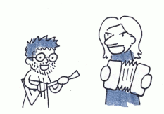 De barden spelen hun instrumenten